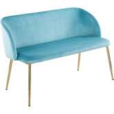 Fran Bench in Gold & Light Blue Velvet